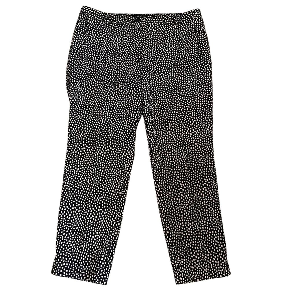 Talbots Size 12P 12 Petite Hampshire Dot Print Ankle Pants Black Tan